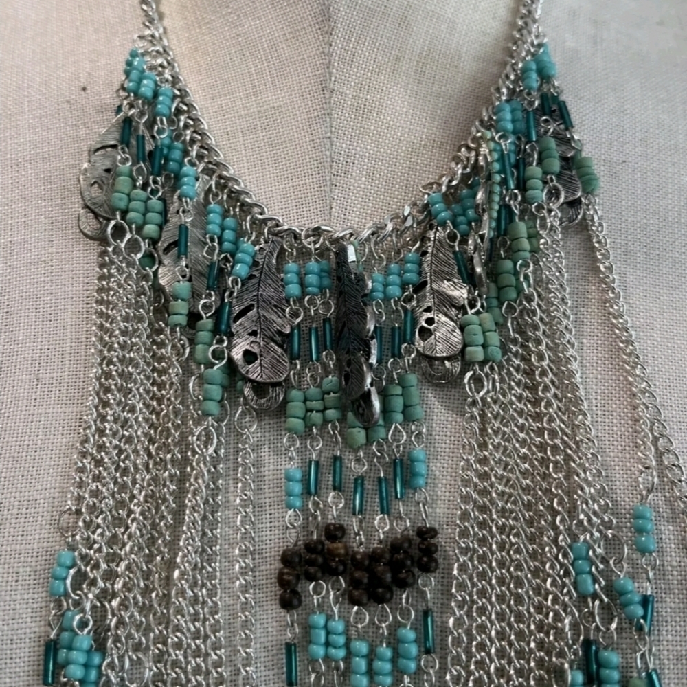Express Silver and Blue Statement Necklace